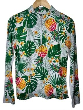 TAIL 1/4 Zip Pullover Top Women's Medium Long Sleeve Tropical Golf Pickleball